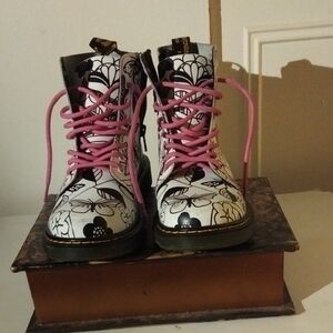 Dr. Martens Kids Boots with Pink Laces